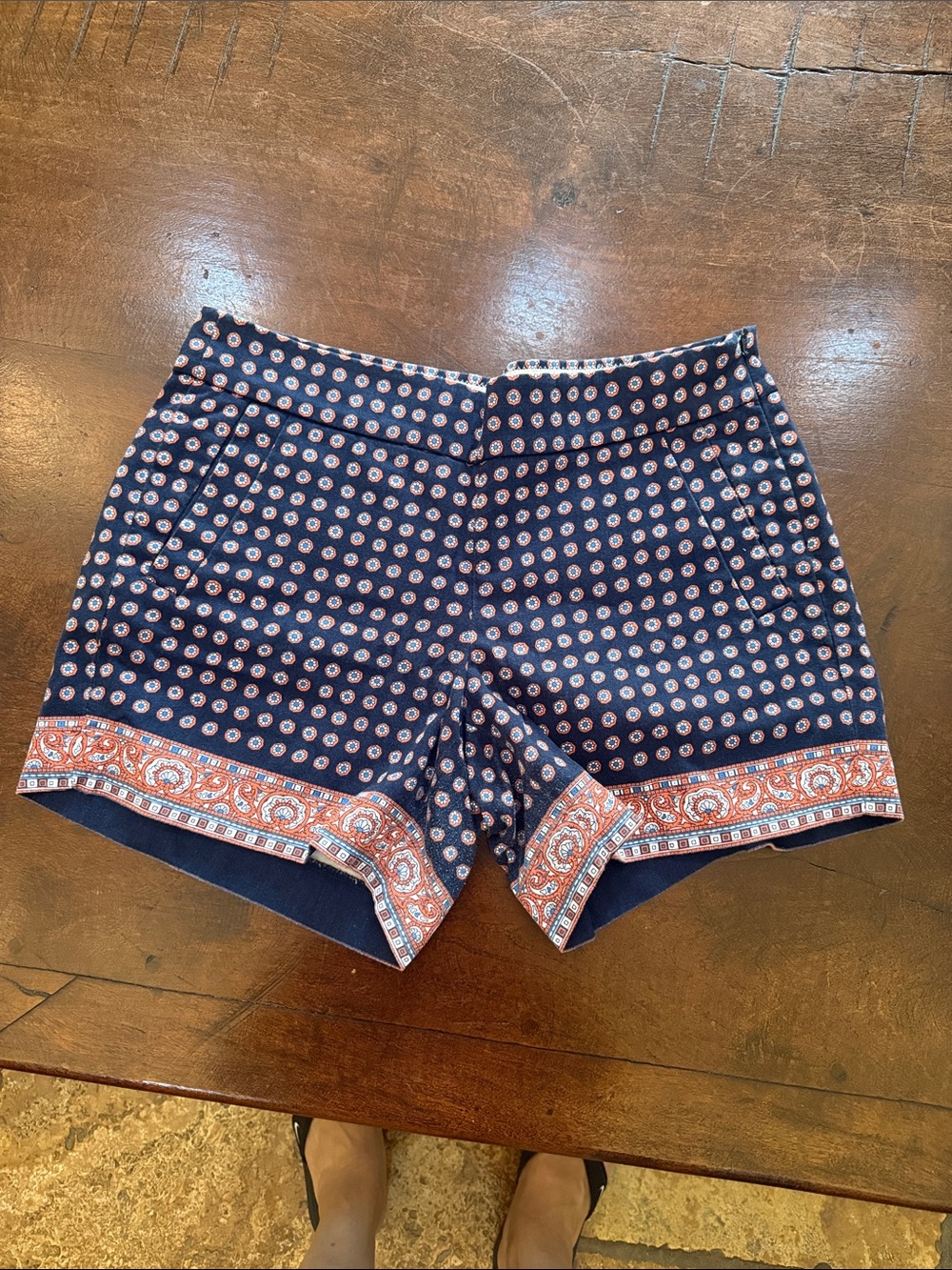J. Crew Navy Printed Border-Hem Shorts